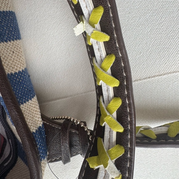 Big Buddha Swesley Blue and White Striped Tribal Tote Bag - Picture 3 of 13